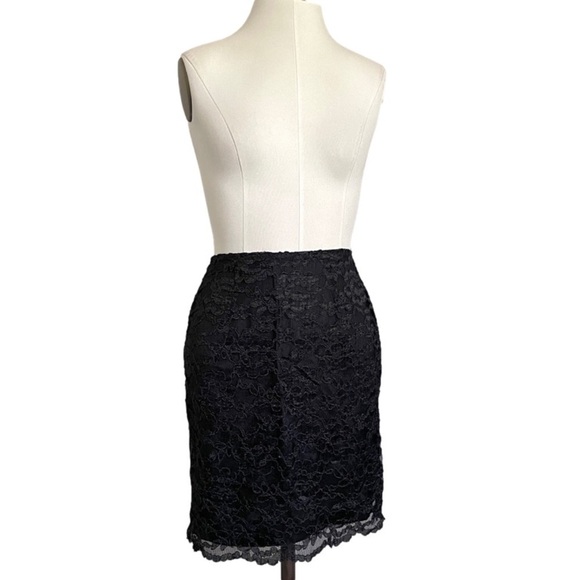 Vintage Black Lace Lined Pencil Skirt - 4/6, 26-27" - Picture 2 of 9